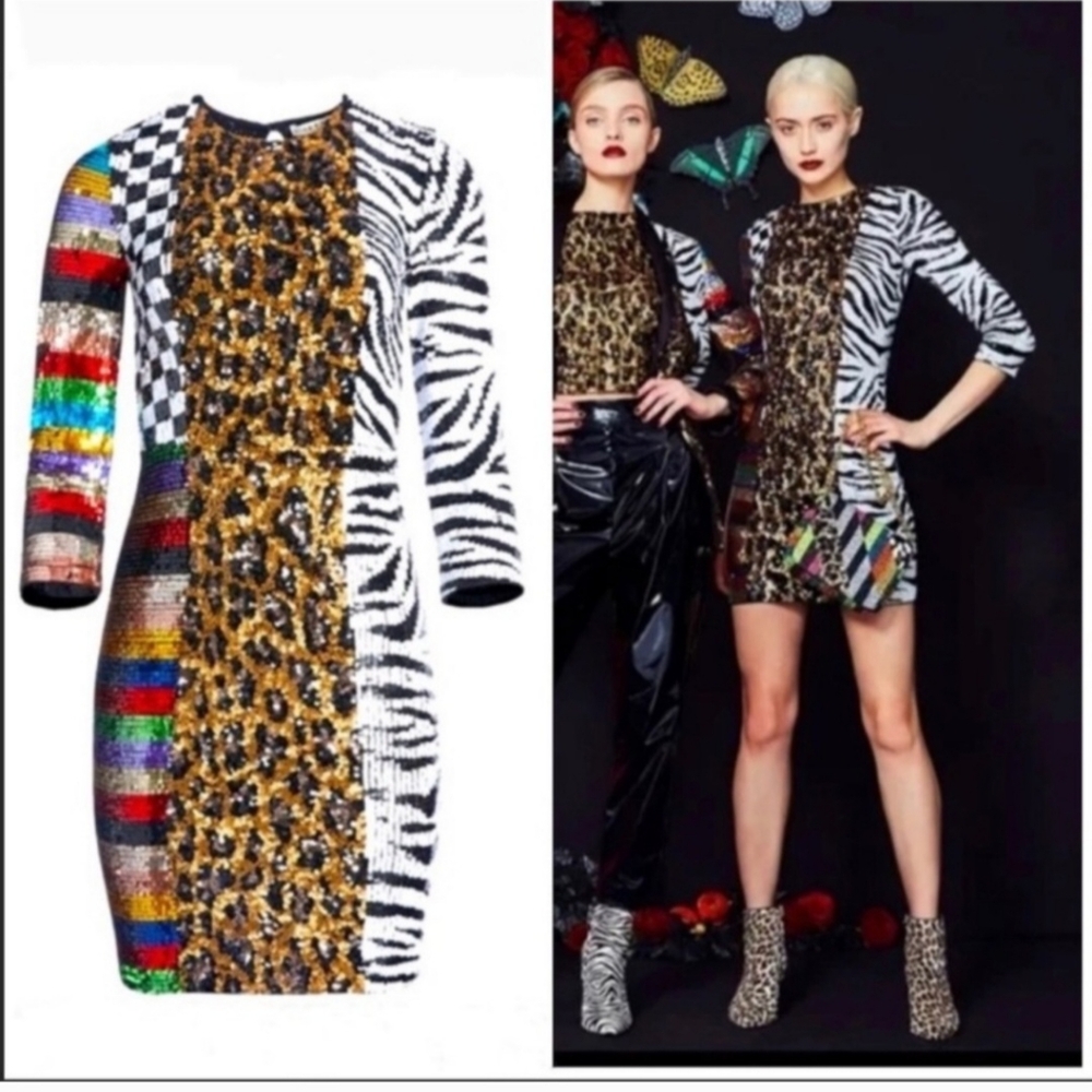 Alice + Olivia Multicolor Patchwork Mini Dress - image 1